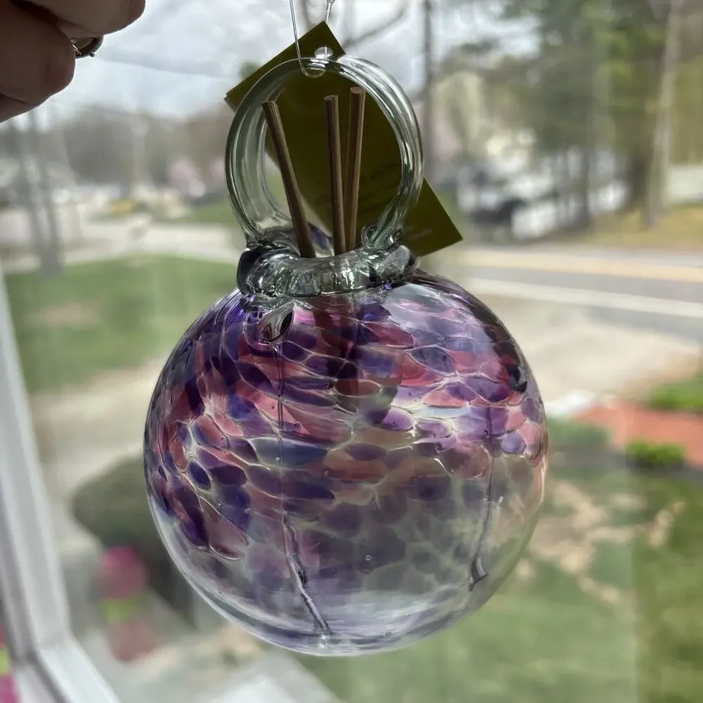 Kitras Art Glass Ball Healing Scent Diffuser Purple Pink Clear
